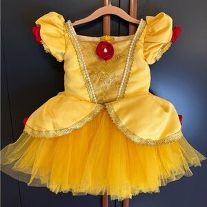 Yellow Princess Dance Costume with Red Rose Accent